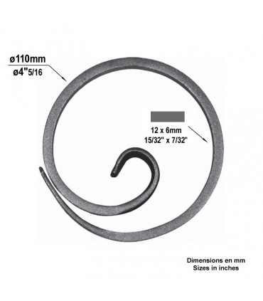 Escargot cercle Ø110mm 12x6mm