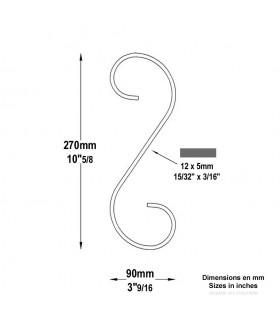 Volute forgée en S H270x90mm 12x5mm