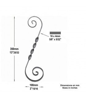 Volute forgée en S H350x100mm16x4mm