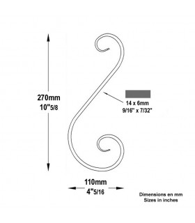 Volute forgée en S H270x110mm 14x6mm