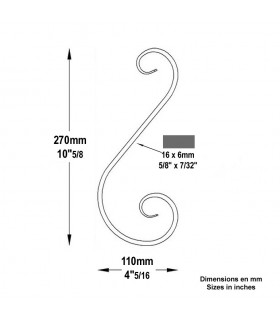 Volute forgée en S H270x110mm 16x6mm