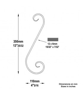 Volute forgée en S H350x110mm 12x6mm