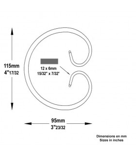 Volute forgée en C H115x95mm 12x6mm
