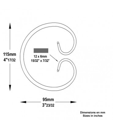 Volute forgée en C H115x95mm 12x6mm