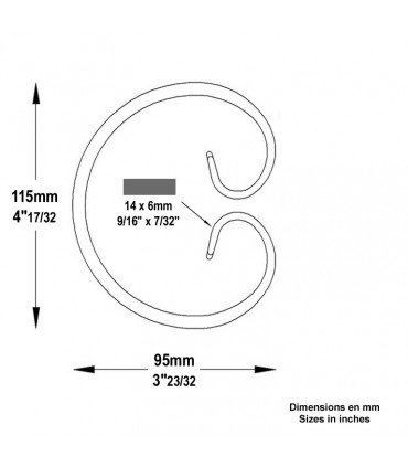 Volute forgée en C H115x95mm 14x6mm