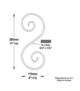 Volute forgée en S H280x115mm 14x6mm