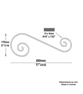 Volute forgée en S H450x170mm 14x6mm