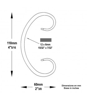 Volute forgée en C H110x60mm 12x6mm