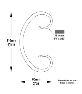 Volute forgée en C H110x60mm 16x6mm