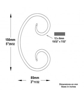 Volute forgée en C H150x85mm12x6mm
