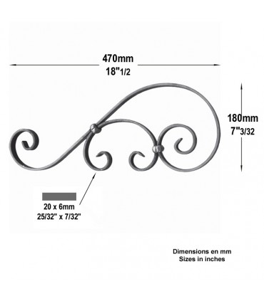 Volute assemblée H470x180mm 20x6mm