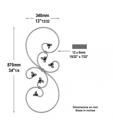 Volute assemblée H870x340mm 12x6mm
