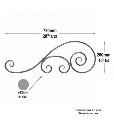 Volute assemblée H720x260mm Ø12mm