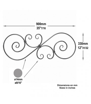Volute assemblée H900x330mm Ø14mm