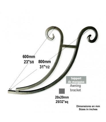 Support marquise H480x380mm 20x20mm