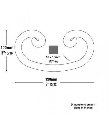 Volute noyaux en C H190w100mm 16x16mm