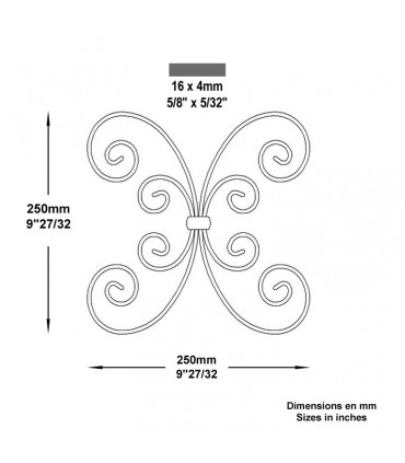 Panneau décoratif H250x250mm 16x4mm