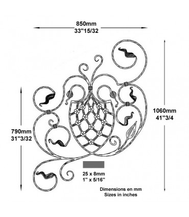 Panneau décoif pour escalier H1060 x 800 plat de 25x8mm