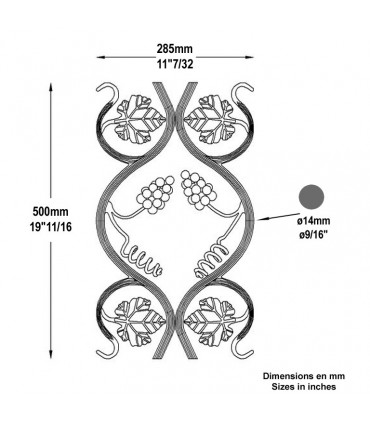 Panneau déco H500x285mm Ø14mm