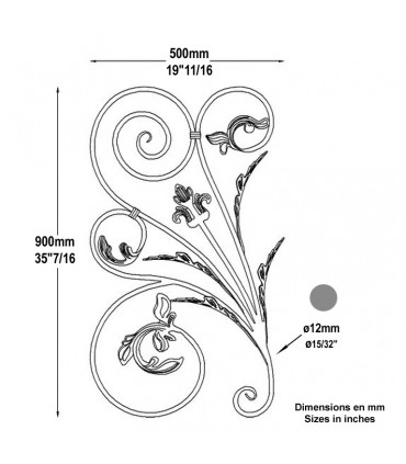 Panneau déco H900x500mm Ø12mm
