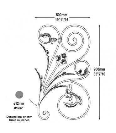 Panneau déco H900x500mm Ø12mm