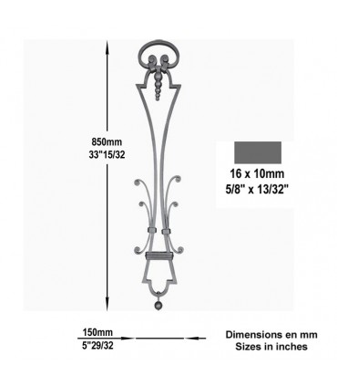 Panneau déco H850x150mm 16x10mm