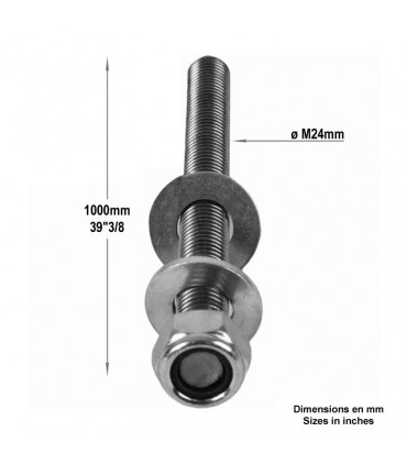 Axe en acier zingué M24 longueur 1000mm pour clef de tirant