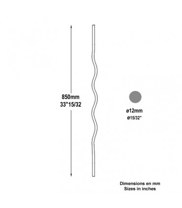 Balustre ondulé H850mm Ø12mm