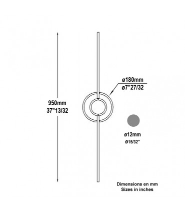 Balustre acier forgé pour escalier et garde corps art déco hauteur 950x180mm Ø12mm