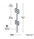 Balustre art déco design 2 motifs H990mm 12x12mm