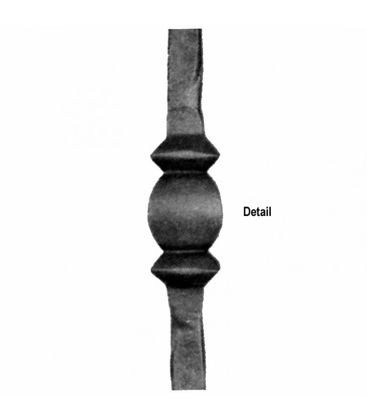 Balustre fer forgé 1100mm carré de 14x14mm grenaillé avec motif cen...