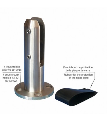 Pince à verre fixation sol en inox 316 pour verre epr 12,76mm