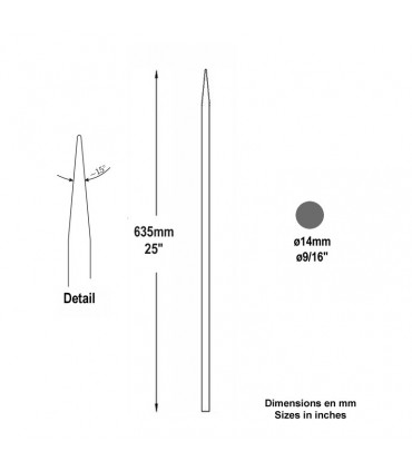 Barreau appointé Ø14mm 635mm