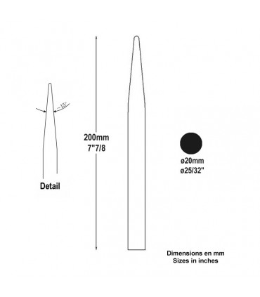 Barreau appointé Ø20mm 200mm