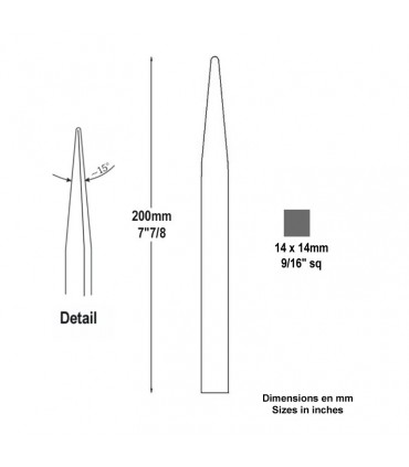 Barreau appointé 14x14mm 200mm