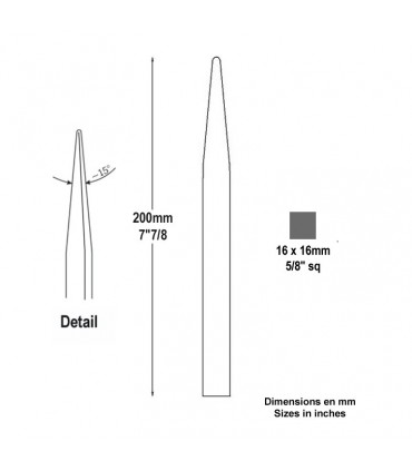 Barreau appointé 16x16mm 200mm