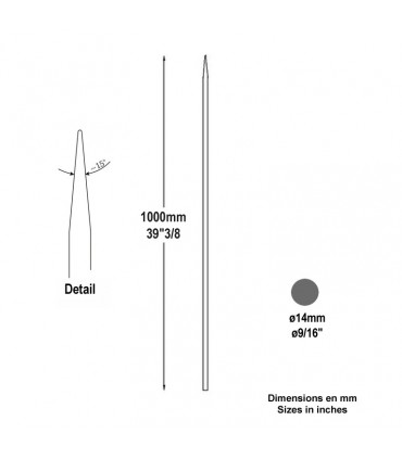 Barreau appointé Ø14mm 1000mm