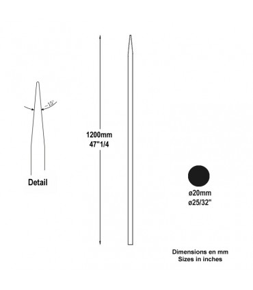 Barreau appointé Ø20mm 1200mm