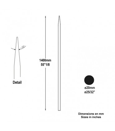 Barreau appointé Ø20mm 1400mm