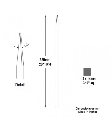 Barreau appointé 14x14mm 525mm