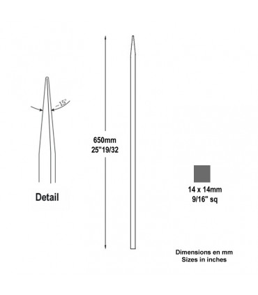 Barreau appointé 14x14mm 650mm