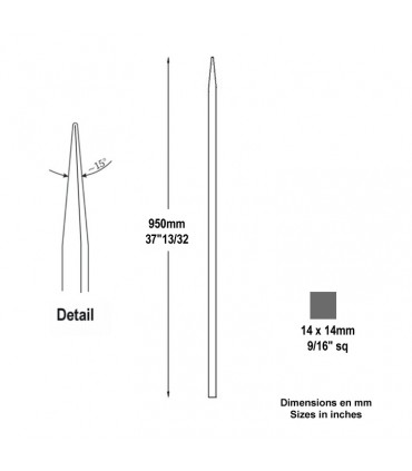 Barreau appointé 14x14mm 950mm
