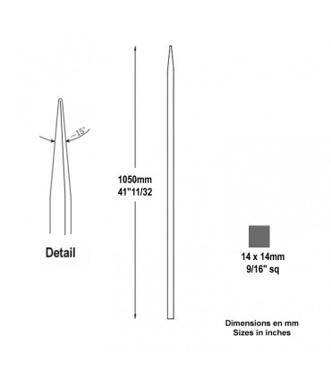 Barreau appointé 14x14mm 1050mm