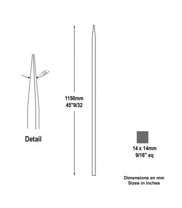Barreau appointé 14x14mm 1150mm