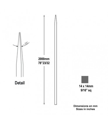Barreau appointé 14x14mm 2000mm