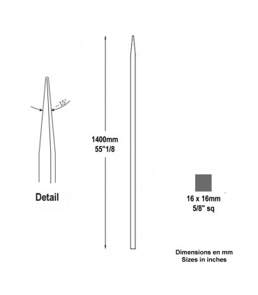 Barreau appointé 16x16mm 1400mm