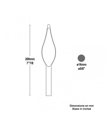 Barreau élancé Ø16mm 200mm