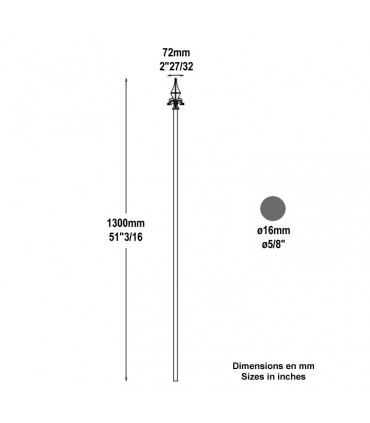 Barreau élancé Ø16mm 1300mm