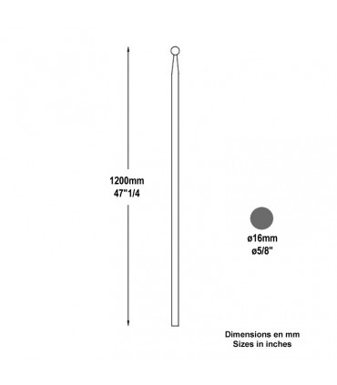 Barreau à boule Ø16mm longueur 1200mm
