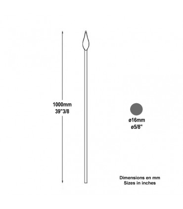 Barreau élancé Ø16mm longueur 1000mm